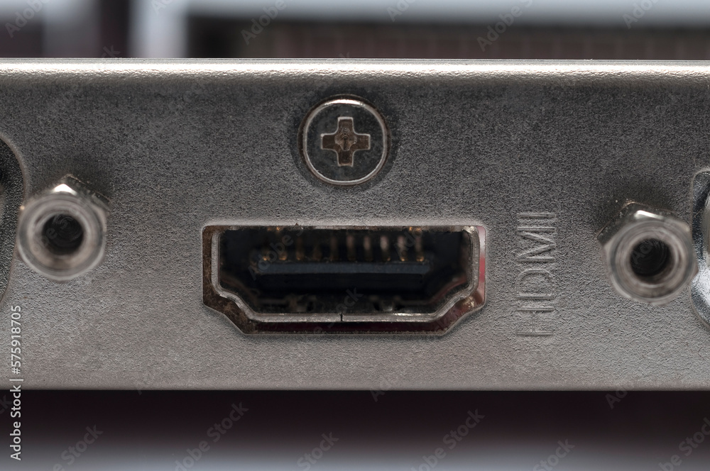 Obraz premium connection hdmi video card to display high-definition images