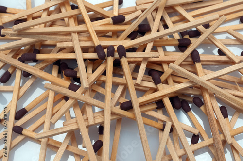 many matches thrown in random arrangement and abstract