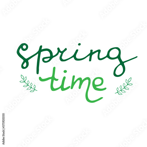 Vector illustration of spring time lettering isolated with decortive elements