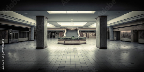 An abandoned mall - Generative AI photo