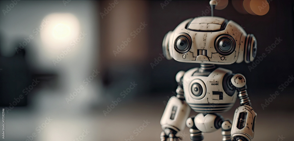 A little robot with copy space - Generative AI A little robot with copy space - Generative AI