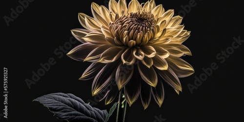 Beautiful dahlia flower. Flower isolated on black background. Close up. Floral design for prints  postcards or wallpaper.