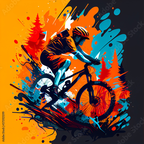 Mountain bike with colorful background photo