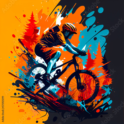 Mountain bike with colorful background