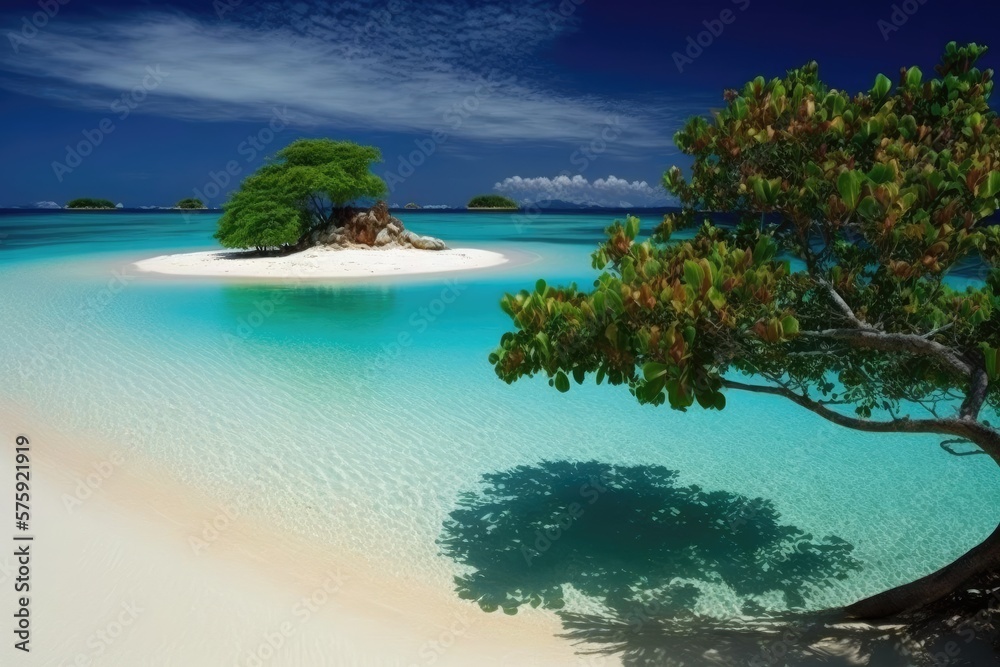 Beautiful tropical beach, Generative AI