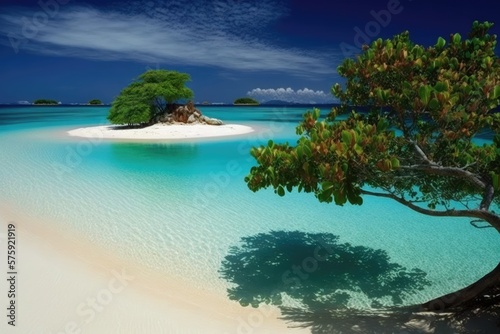 Beautiful tropical beach  Generative AI