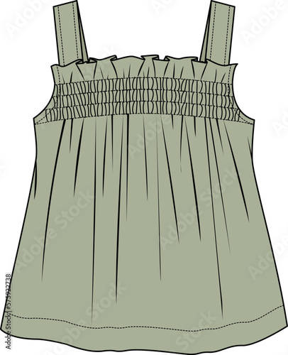 KID GIRLS WEAR RUCHED FRILL VEST TOP VECTOR