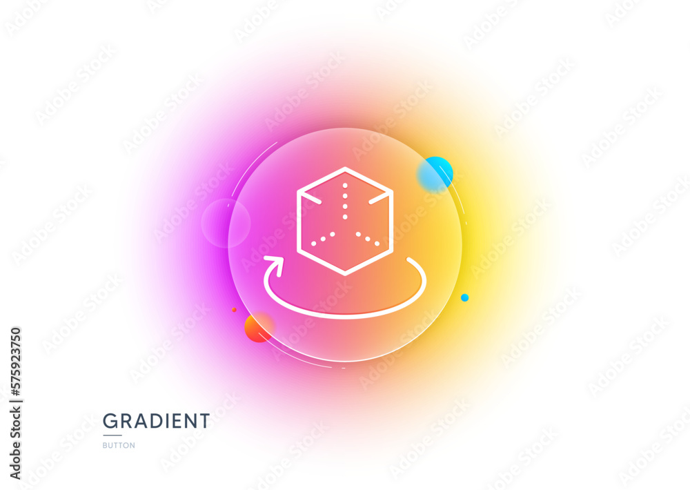 Obraz premium Augmented reality line icon. Gradient blur button with glassmorphism. VR simulation sign. 3d cube symbol. Transparent glass design. Augmented reality line icon. Vector