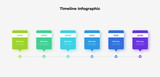 Six elements placed in horizontal row. Concept of timeline infographic design template