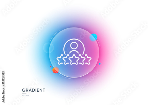 Business rank line icon. Gradient blur button with glassmorphism. Employee nomination sign. Human rating symbol. Transparent glass design. Human rating line icon. Vector