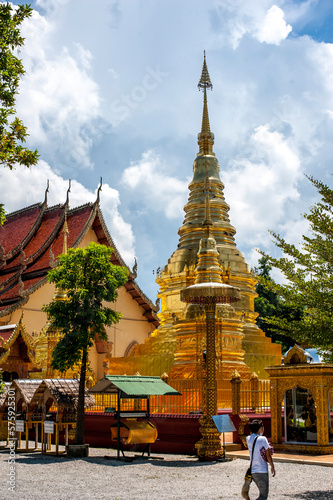 landscape view of Wat Phatarthaduang temple ( 5 Pagodas temple )