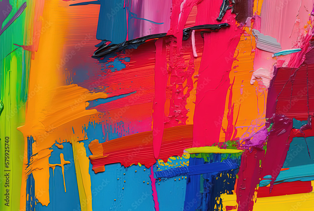 A colorful painting with bold, bright strokes of color. Generative AI.