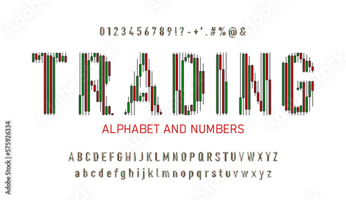 Alphabet made from Japanese candlestick. Financial graph or business investment market trade exchange analysis chart. business and trading font