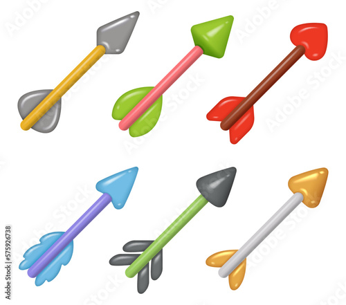 Arrows. Stylized game symbols perky arrows collection decent vector set collection