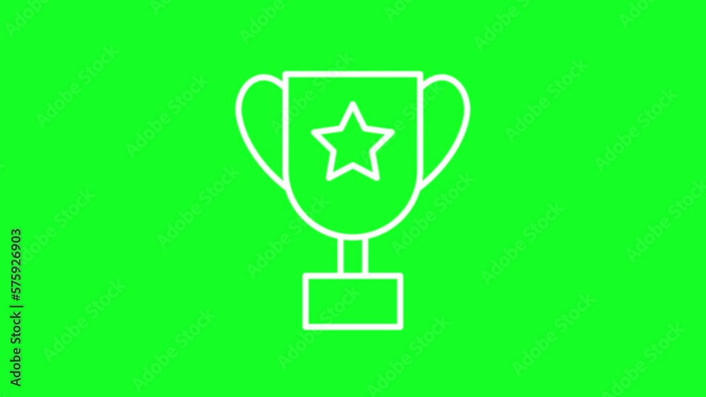 Animated goblet white line icon. Winner award. Sport competition prize ...