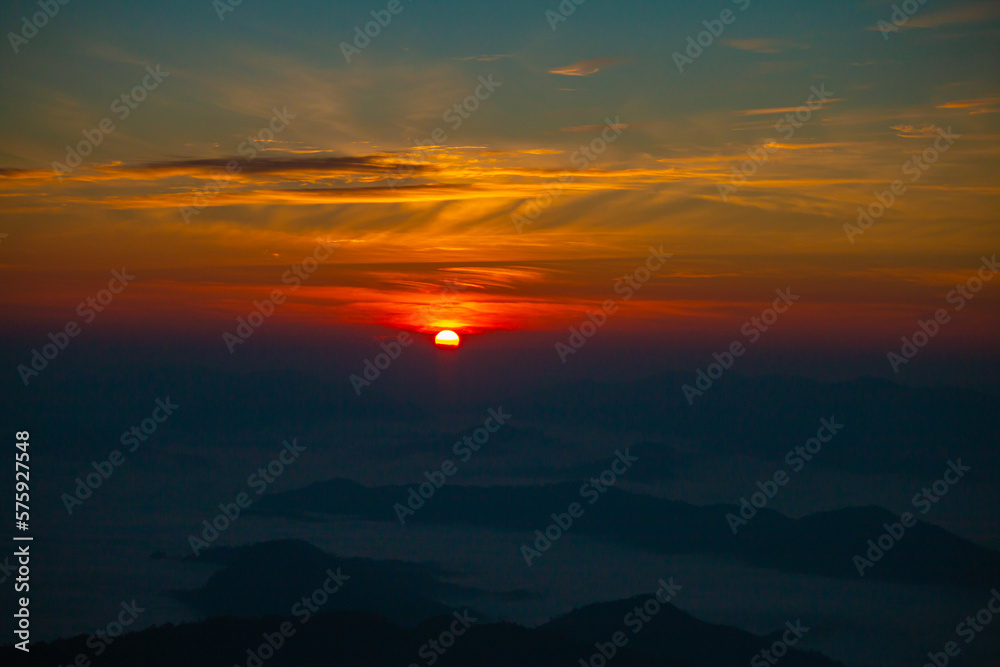 sunrise with orange sky, new day with beautiful sky sunrise with orange sky, new day with beautiful sky