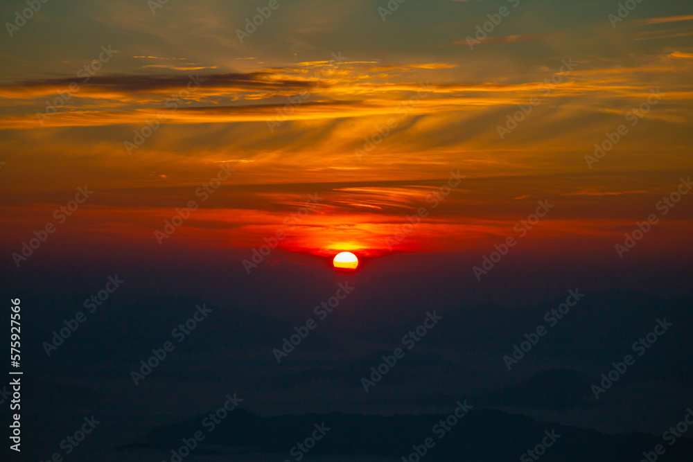 sunrise with orange sky, new day with beautiful sky sunrise with orange sky, new day with beautiful sky