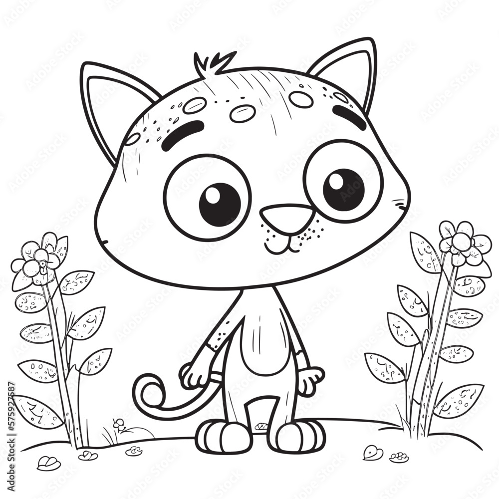 Black and white coloring pages for kids, simple lines, cartoon style