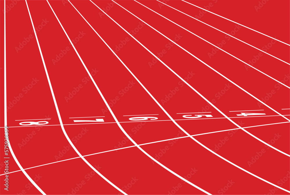red track running stadium finish line