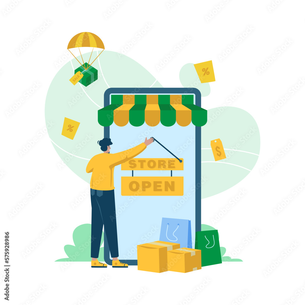 Online store opening soon vector illustration Online store opening soon vector illustration