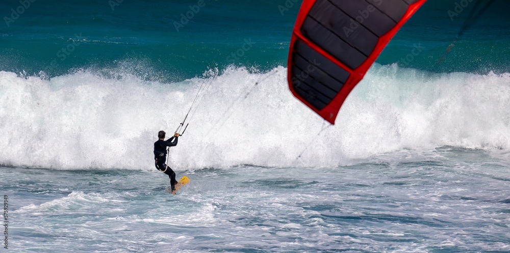 kite surfing in the sea