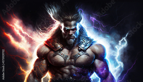 Thor, god of thunder, lightning, and battle - German Mythologies - Generative AI