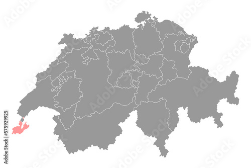 Geneva map  Cantons of Switzerland. Vector illustration.