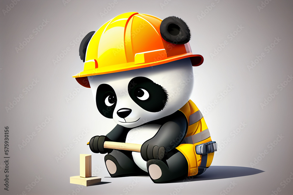 Cute panda builder. AI generated Cute panda builder. AI generated
