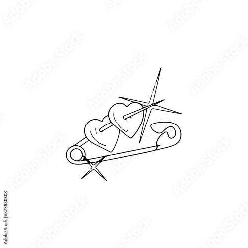 vector illustration of a pin piercing a heart