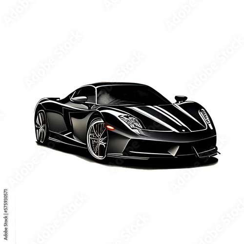 Modern sportcar isolated over white background illustration. City car model pen drawing  transportation company logo concept  modern car clipart