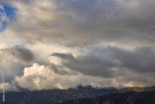 Sunset winter storm clouds over Carpinteria California 