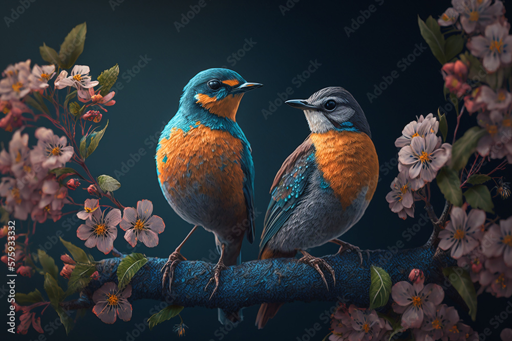 Beautiful two bird. Generative AI Beautiful two bird. Generative AI