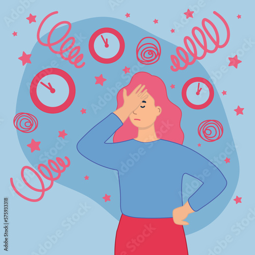 Lack of time. Man  stretches his hand to flying clock, employee tries to have time to complete project by deadline. Bad time management and lazy character. cartoon flat vector illustration
