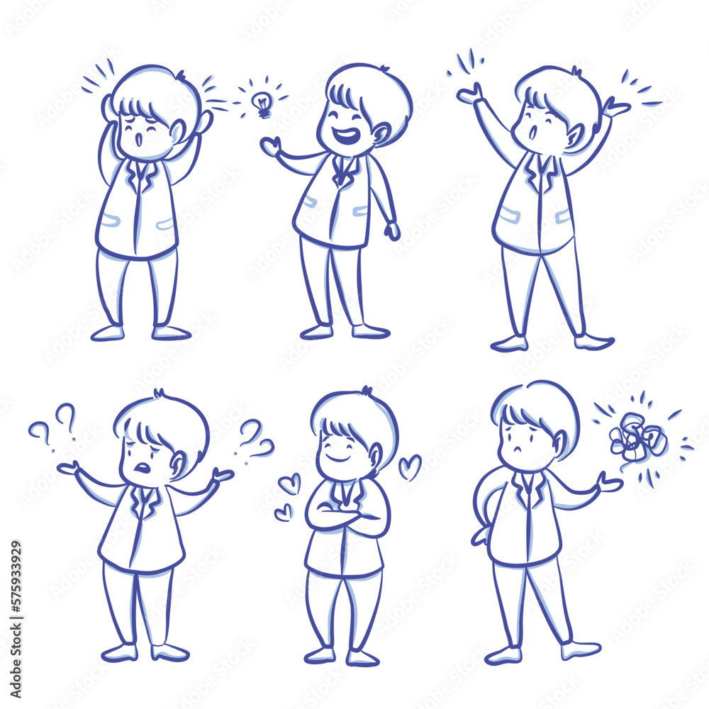 Set of men in emotions and expressions Set of men in emotions and expressions