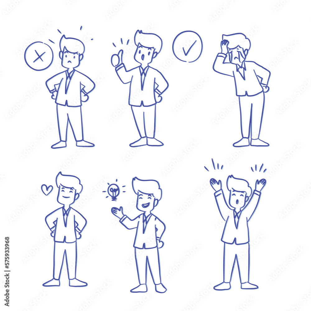 Set of men charater in emotion and expression Set of men charater in emotion and expression