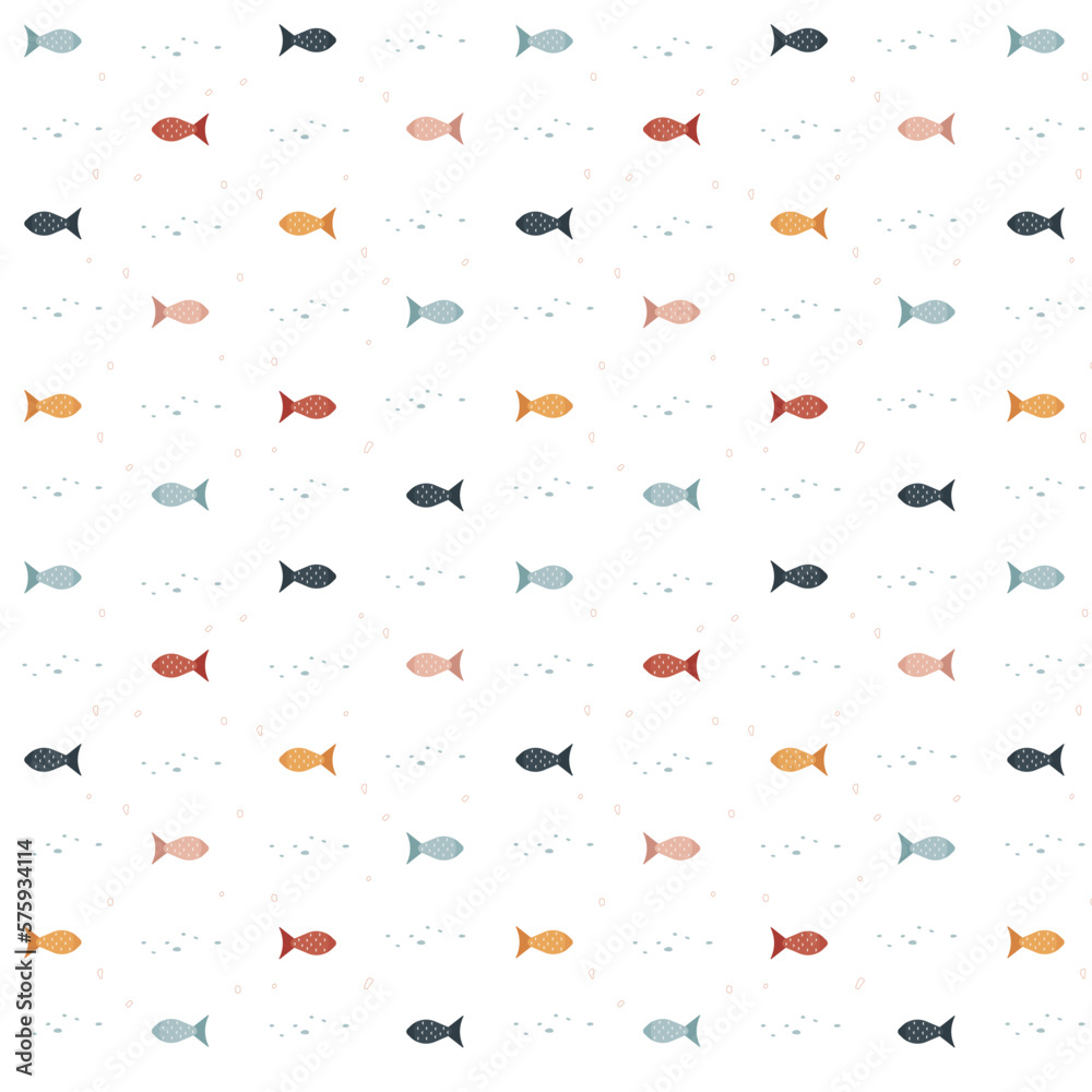Seamless pattern with illustrations of fish, minimalism, simple pattern, vector Seamless pattern with illustrations of fish, minimalism, simple pattern, vector