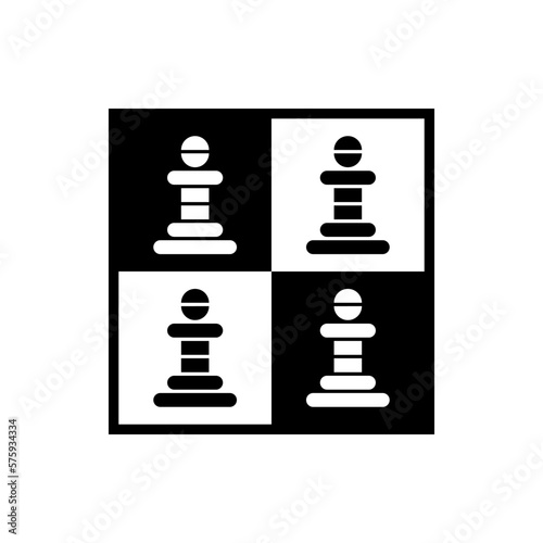 Black and white chess pawns on chess board. Vector logo design. 