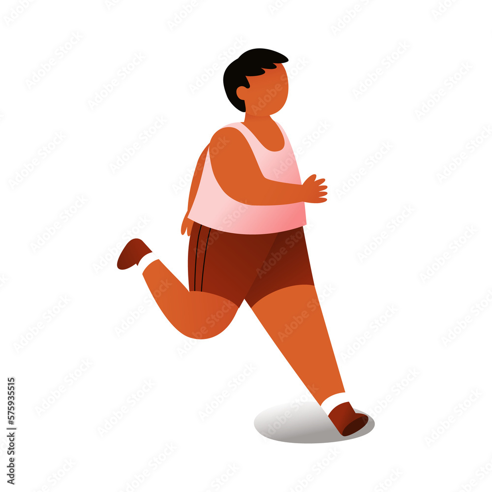 Fototapeta premium Male Runner Character Running Posing, Illustration