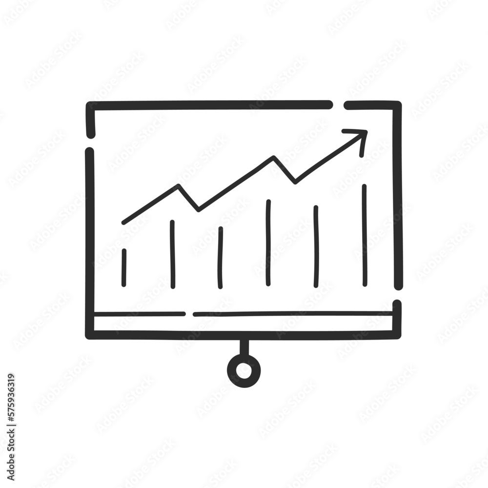 Business growth analysis chart icon. Hand drawing design style. Vector. Business growth analysis chart icon. Hand drawing design style. Vector.