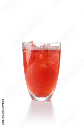 Wallpaper Mural Berries mocktail with ice, isolation on white background. Pink sparkling cocktail in minimal style. Berry beverage with ice. Organic cocktail on white backdrop. Torontodigital.ca