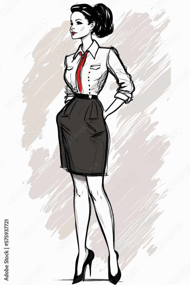 Business woman fashion sketch. Women`s history month graphics resource. Business woman fashion sketch. Women`s history month graphics resource.