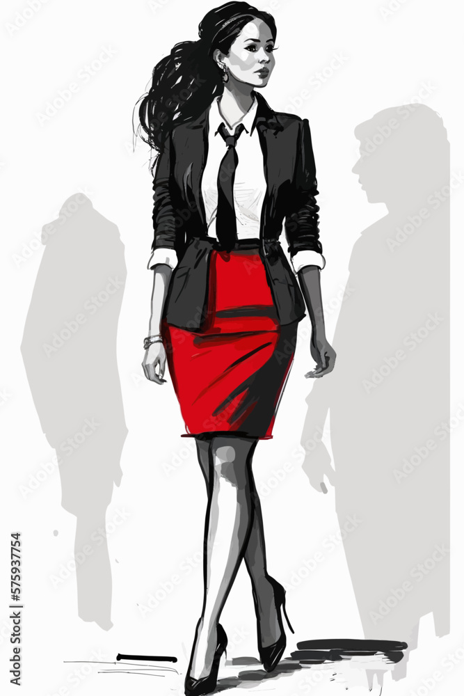Business woman fashion sketch. Women`s history month graphics resource. Business woman fashion sketch. Women`s history month graphics resource.