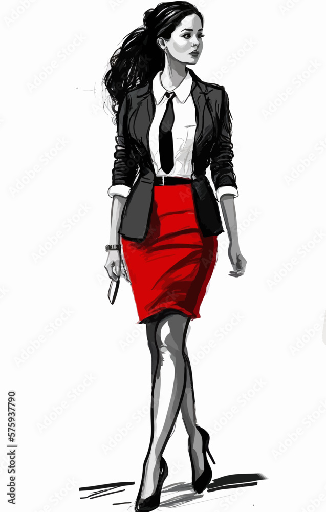 Business woman fashion sketch. Women`s history month graphics resource. Business woman fashion sketch. Women`s history month graphics resource.