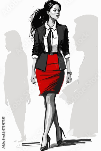 Business woman fashion sketch. Women s history month graphics resource. 