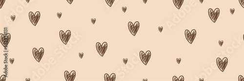 Cute written doodle love heart pattern