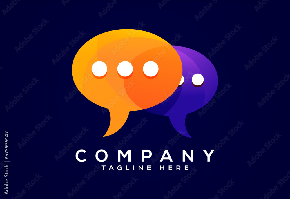 Obraz premium Modern gradient color chat logo design. Social media speech icon vector illustration