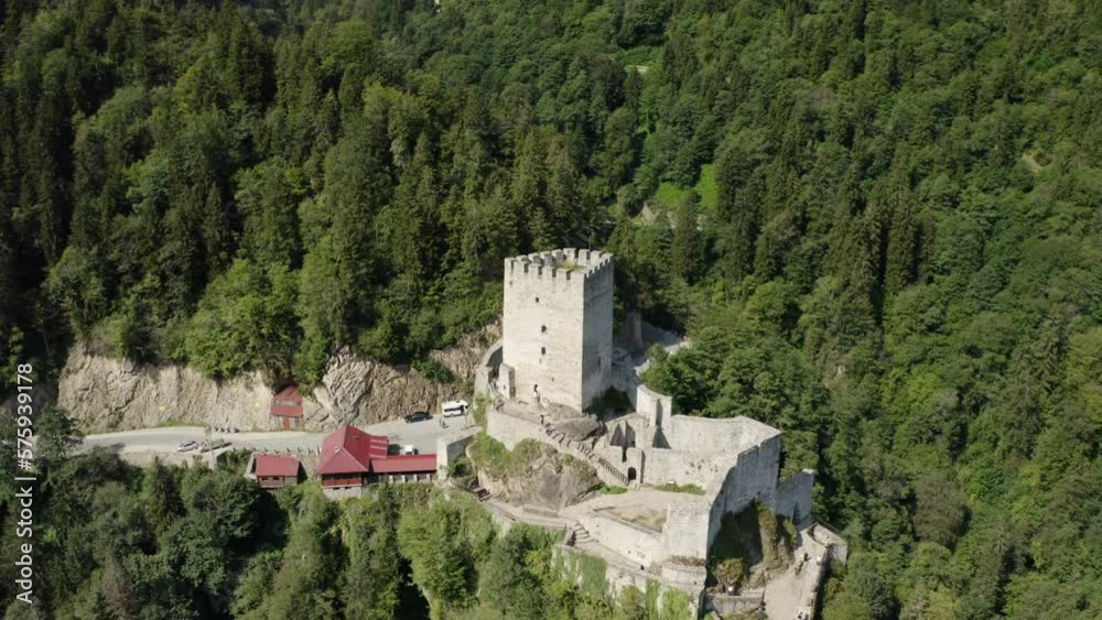 Aerial view of Zilkale castle in Rize. 4K Footage in Turkey Aerial view of Zilkale castle in Rize. 4K Footage in Turkey