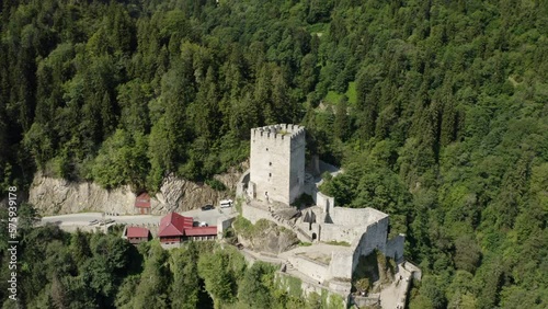 Wallpaper Mural Aerial view of Zilkale castle in Rize. 4K Footage in Turkey Torontodigital.ca