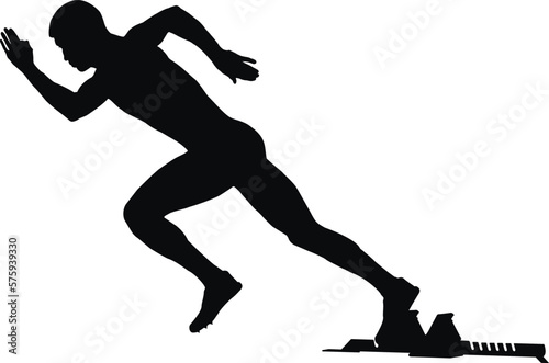 start sprint athlete runner in starting blocks