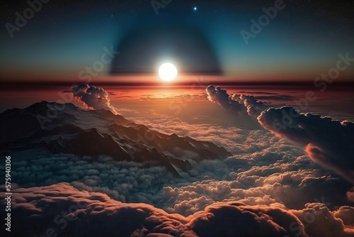 A stunning sunrise over a sea of clouds an awe